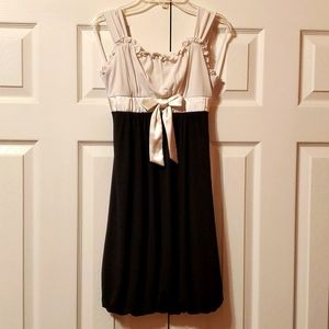 Sequin Hearts Girls Black/White Dress with Balloon Hem